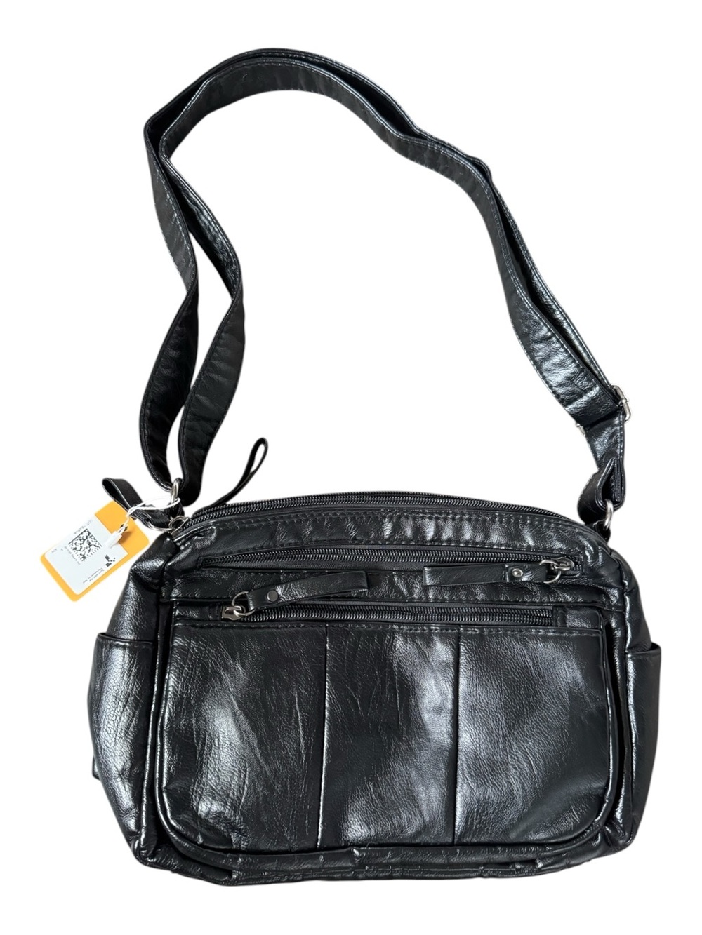 Classic Black Leather-Effect Women's Shoulder Bag - Unbranded